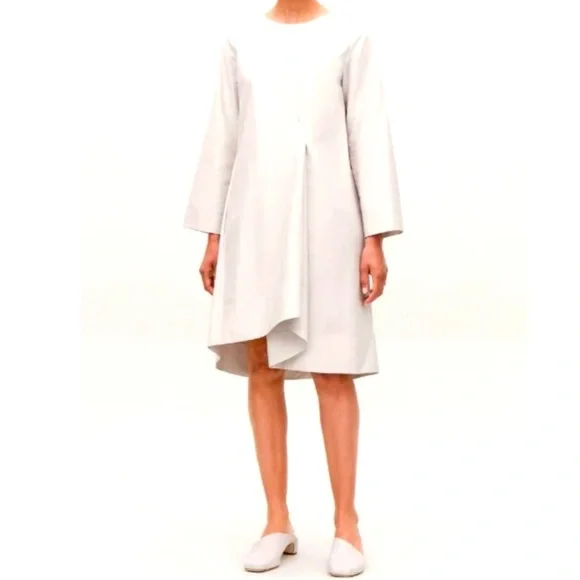 COS | Asymmetric Pleat Long Sleeve Abstract Dress Size 10, artful painting - Picture 5 of 8